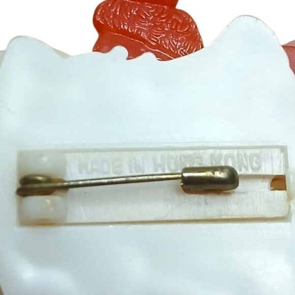 Vintage Plastic Christmas Santa Claus Jumping Jack Pull String Brooch Pin Red - Picture 3 of 4